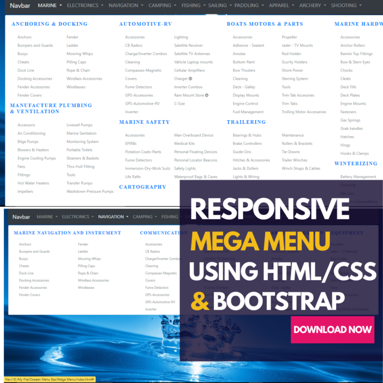 Create Responsive Mega Menu Using Html/CSS and Bootstrap